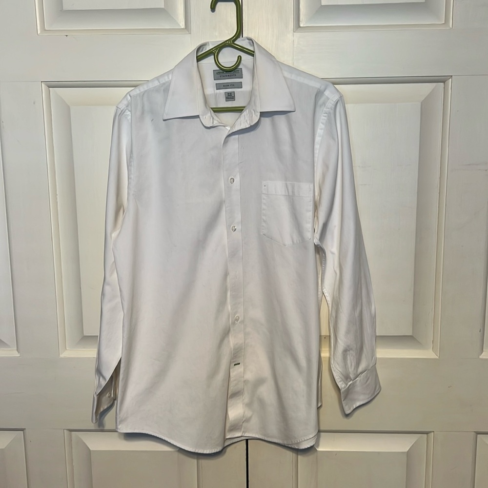 Men’s white John Bartlett Statements dress shirt size 16.5 neck and 34/35